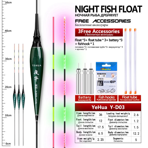 Electric Floats+3 Float Tubes+1 Bag Hooks Electric Floats Shallow Bobber Fishing - Picture 11 of 33