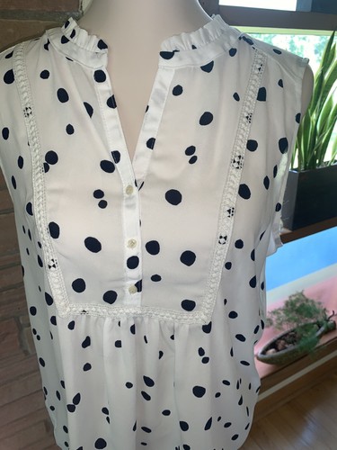 Loft Sleeveless Polk-A-Dot Top Large - Picture 2 of 7