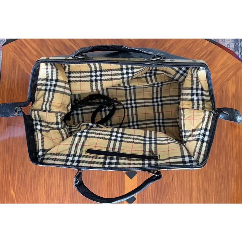 Bolso de Viaje/Doctor Italiano Grande Italiano Vintage Cuero 19" x 11" (base) "RARO" Foto 4 de 4