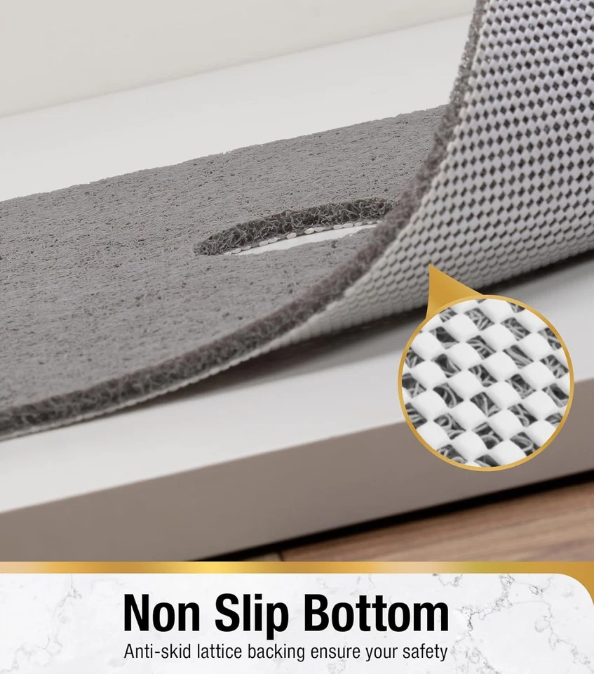 Alfombra de ducha 24x24 pulgadas antideslizante esponja secado rápido alfombra de baño sin ventosas gris Foto 4 de 4