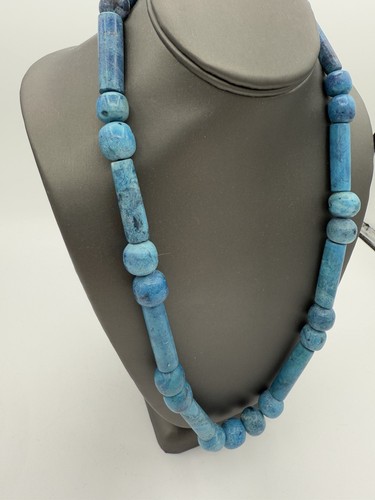 Heavy Vintage Blue Beaded Necklace - Picture 3 of 7