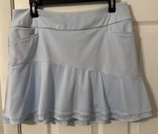 Adidas Ultimate365 Knit Frill Skort Women s Large Light Blue Ruffle Pockets