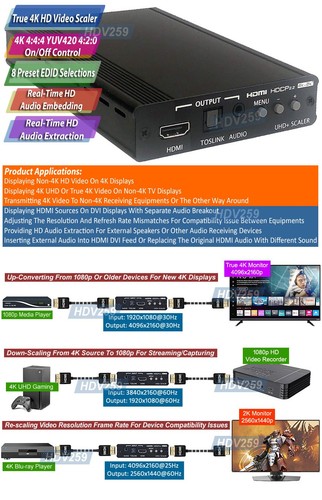 Convertidor ascendente de video 4K UHD Premium extracción de audio máximo 4096x2160p salida 4:4:4 - Imagen 6 de 11