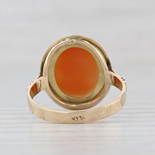 Vintage Shell Cameo Ring 14k Yellow Gold Size 5.5 Figural Carving - Picture 4 of 10