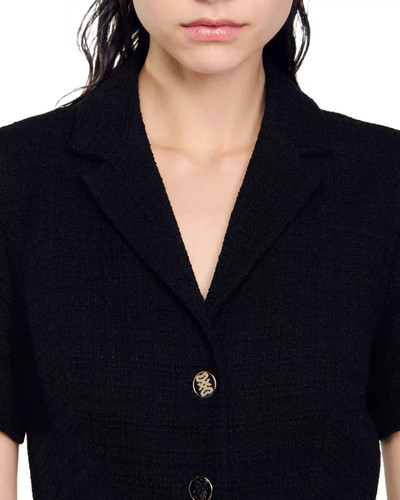 Nuevo Mini Vestido Negro con Etiqueta Sandro Raphaelle Tweed Talla:38 $445 - Imagen 2 de 6