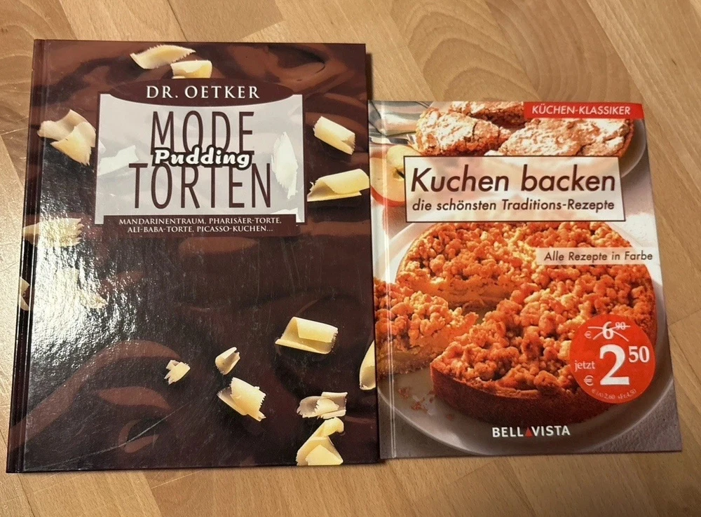 2 Backbücher, Kuchen backen und Mode-Pudding-Torten Dr. Oetker