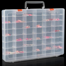 Large 48 Grids Clear Plastic Organizer Box with Dividers, Adjustable Compartment