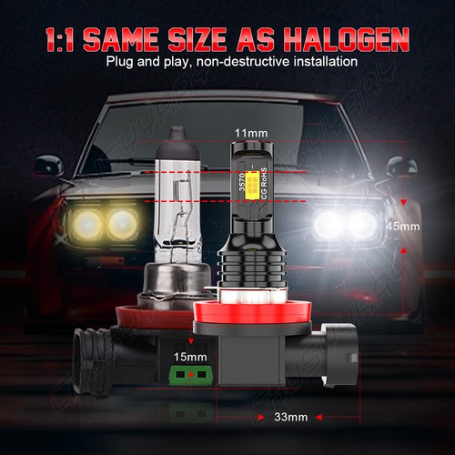 Combo 6Pcs LED Headlight High Low Beam + Fog Light Bulbs Kits 6000K H11+H11+H11 - Picture 12 of 24