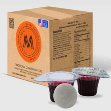 Traditional Larger Tab Communion Cup Set–100 with 100% Concord Grape Juice&Wafer