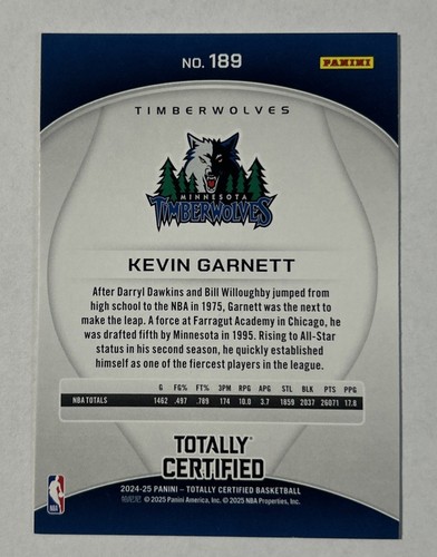 2024-25 Totally Certified Kevin Garnett Mirror Minnesota Timberwolves #189 - Picture 2 of 2