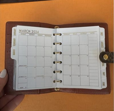 2026 Calendar FITS Louis Vuitton PM Small Agenda: Weekly & Tabbed