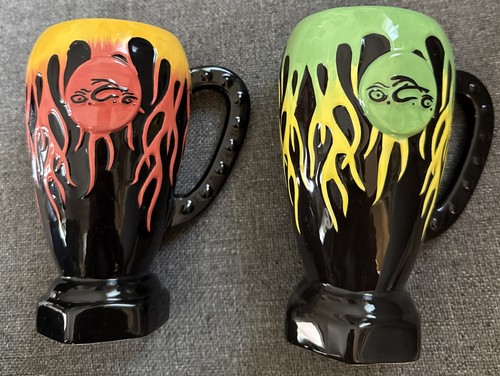 2 Orange County Choppers Motorcycle Flames Ceramic Fire Mugs