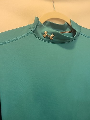 Under Armour Women ColdGear® Mock Neck Fitted Shirt, Large, Blue - Picture 7 of 9