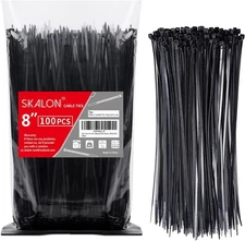 Skalon 100PCS 8" Black Zip Ties, 40lbs Heavy Duty Cable Wire Ties