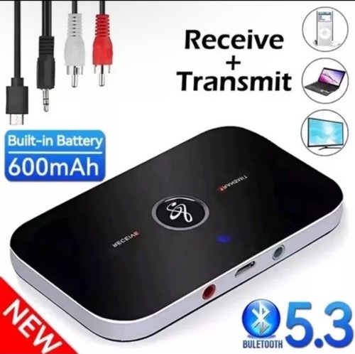 Bluetooth 5.3 Adapter Transmitter Empfänger Sender 2in1 Aux Audio TV Kopfhörer - Afbeelding 1 van 7