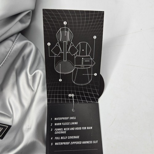 Gr. 20 Canada Pooch Cold Front Fleece gefüttert Hund wasserdicht Regenmantel Kapuze silber - Bild 3 von 10
