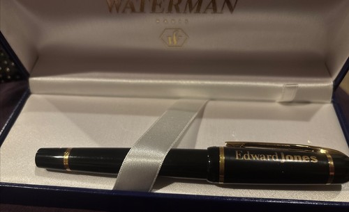 Vtg NOS Waterman Roller Ball Pen BLACK LACQUER w/ Case