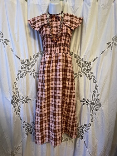 GHOSPELL ÄRMELLOSES MAXIKLEID MIT LATZKRAGEN IN ROSA KARIERT L - Bild 8 von 14