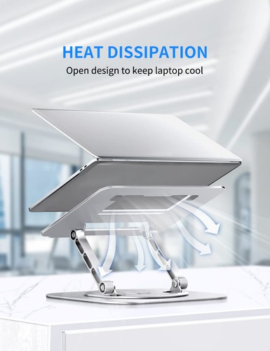 Adjustable Computer Stand with 360 Rotating Base, Ergonimic Foldable Laptop Rise - 第 3/6 張圖片