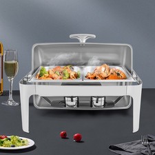 9.54QT Stainless Steel Chafer Buffet Chafing Dish Set Roll Top Food Warmer New 