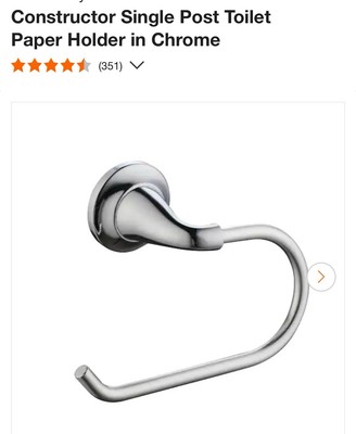 NEW Glacier Bay Constructor Single Post Toilet Paper Holder in Chrome