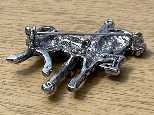 Vtg Danecraft Carousel Horse Zebra Brooch Rhinestone Silver Tone - Picture 7 of 12
