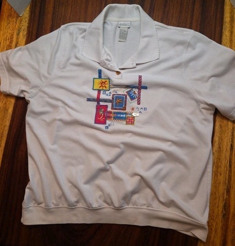 VTG KORET FRANCISCA LIGHT SWEATSHIRT SHORT SLEEVE Button Up Beach SZ 1X - Picture 1 of 6