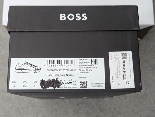 Hugo Boss Gary Tenn Nalu Mens White Leather Trainers UK 10/44 Made in Italy New - Picture 4 of 24
