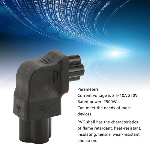 4x IEC320 C6 To IEC320 C5 Power Adapter Right Angle 90° Left Turn IEC320 C6 NEW - Afbeelding 4 van 12