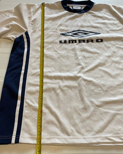 Umbro Pro Training Mens Shirt Jersey Size XL White Blue Logo Football - Picture 5 of 15