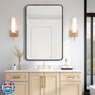 USHOWER Black Bathroom Mirror for Over Sink 24 x 36 Inch, Metal Frame Rectang