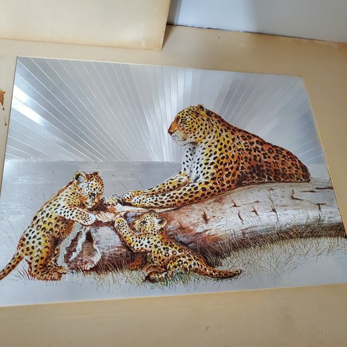 Vintage Lot 5 Josephine Marsh Foil Art Print Tiger and Cubs 6X8 Read - Bild 11 von 16
