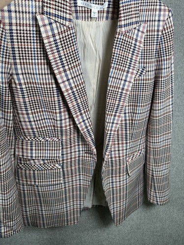 Veronica Beard 4 Plaid Blazer Jacket Lined One Button Multicolor Cotton Blend - Picture 14 of 19