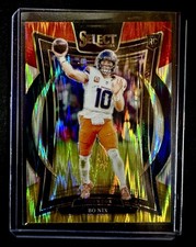 2024 Panini Select #30 Bo Nix Red & Yellow Prizm Shock RC Broncos