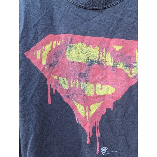 Camiseta Retro Death of Superman Drippy Logo XL Héroe DC Nerd Cómic Negro Gráfico - Imagen 2 de 6