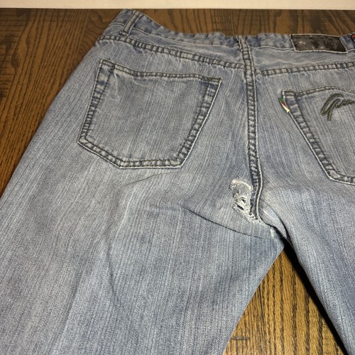 Gucci Mens Straight Leg Light Wash Jeans Size 38 Blue 36x32 Embroidered Stressed - Picture 11 of 18