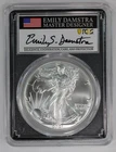 2021 American Silver Eagle Type 2 PCGS MS70 First Day Of Issue Signed Damstra