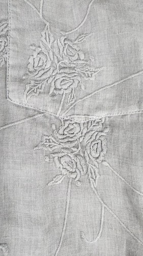 Karyn Seo Ezra Gray Flo4al Embroidered Linen Top/Blouse Size XLarge Boho Beach  - Picture 4 of 16