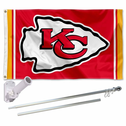 Kansas City Chiefs Flag Pole and Bracket Kit - Picture 1 of 8
