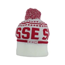 CCM Hockey Team Switzerland Pom Knit Stocking Cap/Hat(HPM26SI) Senior/Adult -Red
