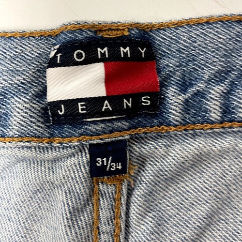Vtg Tommy Hilfiger FLAG Logo WIDE LEG Blue Jeans STREETWEAR Denim HiP HoP Pants - Picture 5 of 12