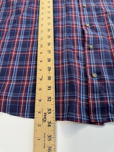 Harbor Bay Men’s 4XL Button Down Shirt Casual Red Blue Plaid Modern Comfort - Picture 5 of 8