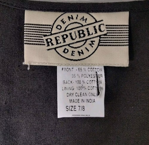 Republic Denim Girls Heart Tapestry Vest Heart Buttons Tie In Back Size 7/8 - Picture 4 of 9