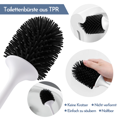 Toilettenbürste Silikon Klobürste Halter Bürstengarnitur WC Bürstenset Schwarz - Bild 4 von 8
