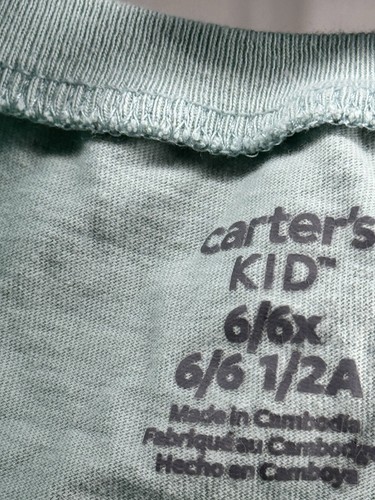 Carter’ Kid Top Girls Size 6-6X Blue Long Sleeve Shirt Cat Dog Plants Blue Shirt - Picture 4 of 4
