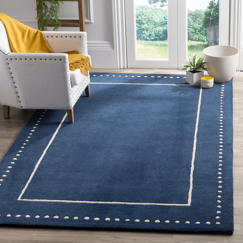 Bella Collection Accent Rug - 2'3" X 5', Black & Ivory, Handmade Dotted Border W - Picture 2 of 12