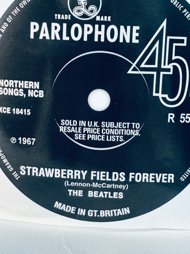 The Beatles 'Strawberry Fields Forever' Record Label Stickers - Picture 3 of 5