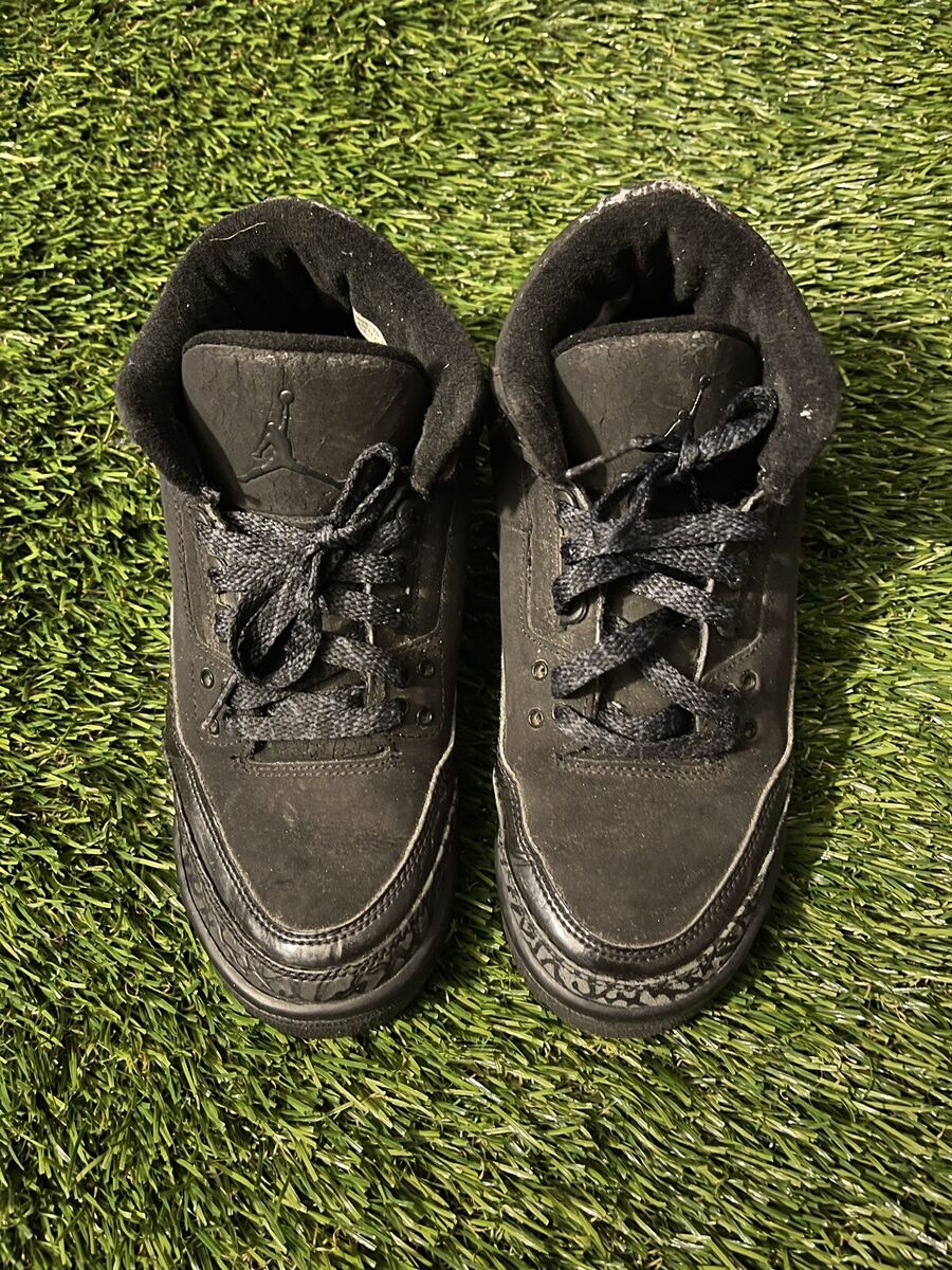 Nike Air Jordan 3 Black Cat Triple Black Size 5y Rare 834014 Nike Air Jordan 3 Black Cat Triple Black Size 5y Rare 834014