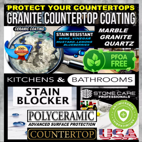 POLYCERAMIC COATING PROFESSIONAL GRANITE POLISH MARBLE COUNTERTOP PROTECTION - Picture 3 of 9