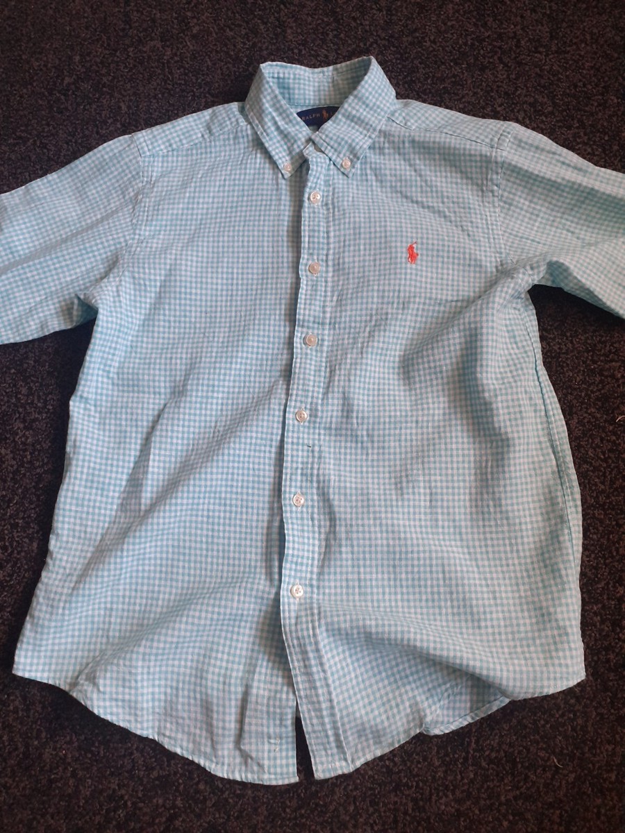 Ralph Lauren Polo mens long sleeve chequered shirt size 14 blue white